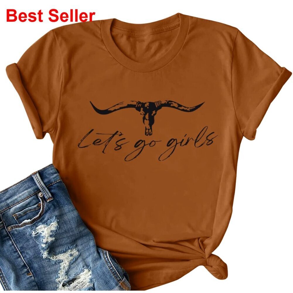 Women's Western Bleached T-Shirt Retro Country Music Tee Short Sleeve